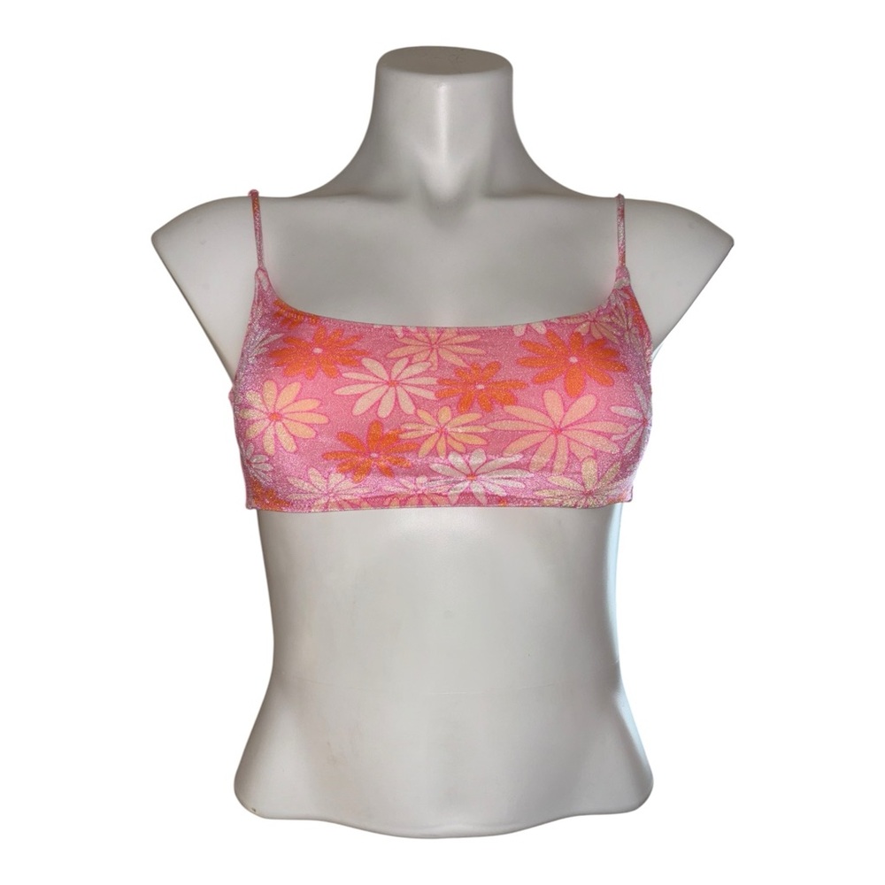 triangl swimwear Pink and Orange Floral Bikini Top